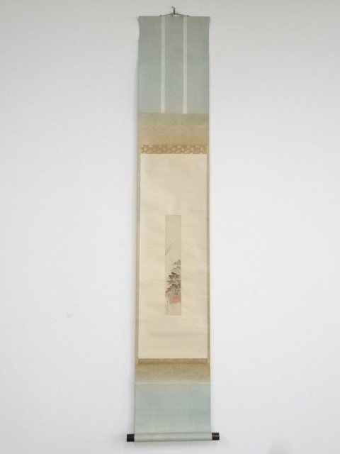 JAPANESE HANGING SCROLL / HAND PAINTED / MAPLE